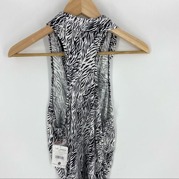 NEW Free People Coco V-Neck Zebra Animal Print Racerback Tank Top XL - Picture 9 of 12